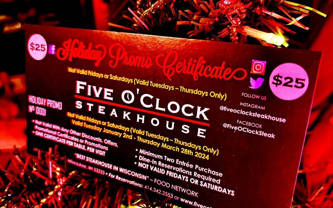 The Five O’Clock Annual Gift Card Promotion is Back
